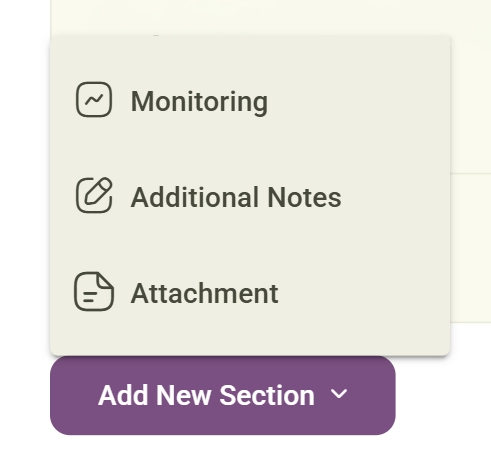 Add Content Section screenshot